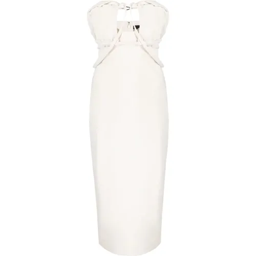 Weiße trägerlose Kleid mit gerafften Details - Jacquemus - Modalova