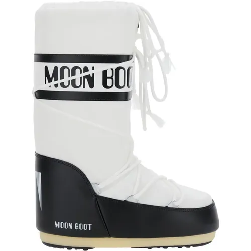 Weiße Icon Nylon Winterstiefel , Damen, Größe: 35 EU - moon boot - Modalova