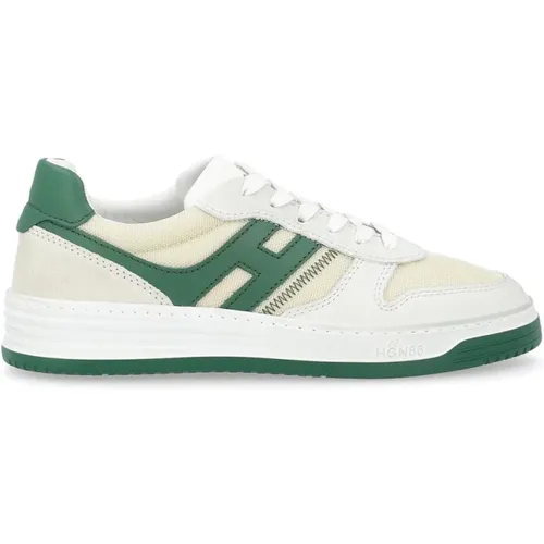 Weiße und Grüne Leder Sneakers Vintage Stil , Herren, Größe: 40 EU - Hogan - Modalova