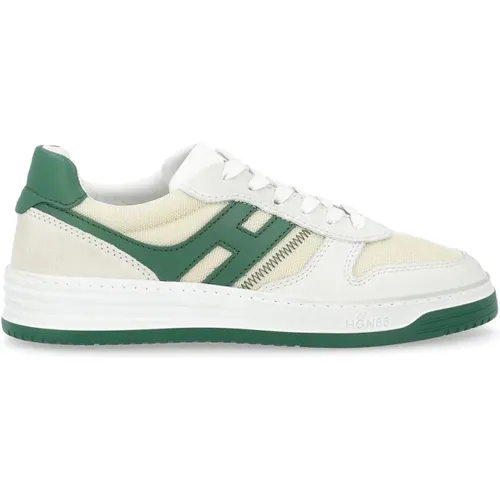 Weiße und Grüne Leder Sneakers Vintage Stil , Herren, Größe: 44 1/2 EU - Hogan - Modalova