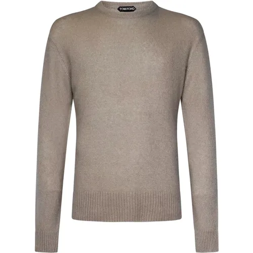 Gerippter Rundhalsausschnitt Sand Pullover - Tom Ford - Modalova