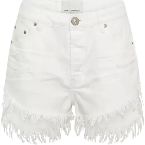 Weiße Shorts mit niedriger Taille und Fransen - One Teaspoon - Modalova