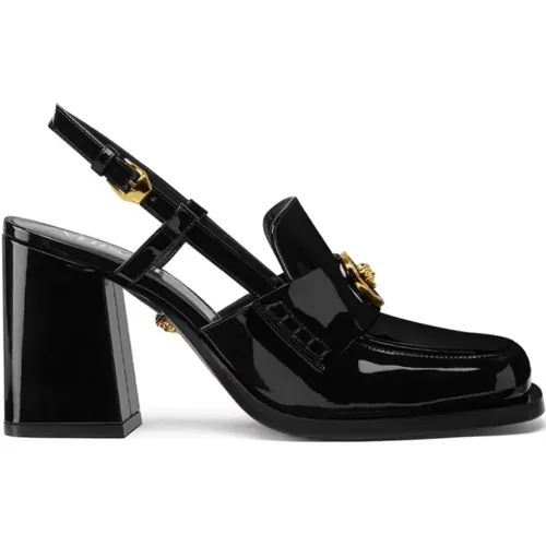 Heeled Sandals with Crystal Embellishments , female, Sizes: 2 UK, 3 UK - Versace - Modalova