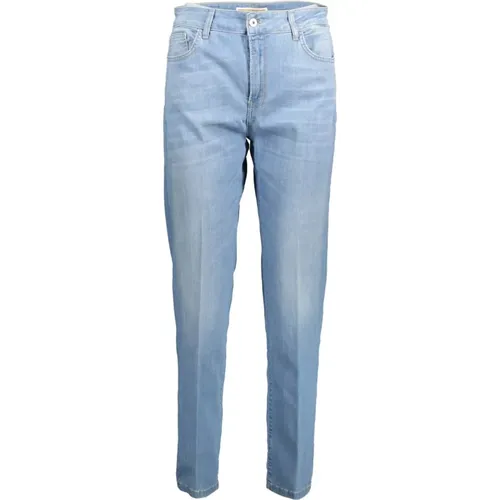Hellblaue Baumwolljeans & Hose, 5 Taschen, Knopf und Reißverschluss, Logo , Damen, Größe: W30 - Kocca - Modalova