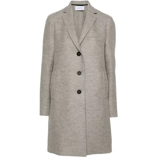 Grey Wool Coat Mélange Fleece Button , female, Sizes: M - Harris Wharf London - Modalova