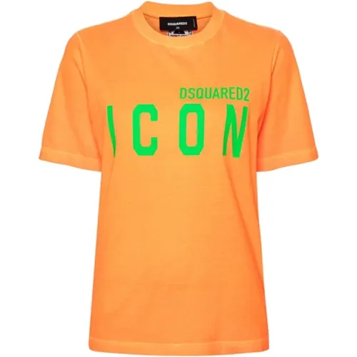 Fluorescent Logo T-shirts und Polos , Damen, Größe: S - Dsquared2 - Modalova