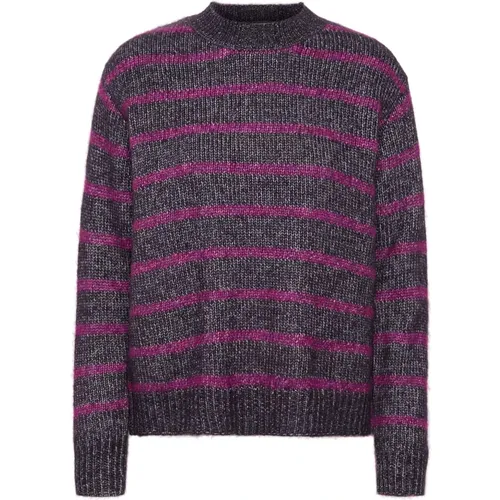 Gestreifter Pullover Lila Violett , Damen, Größe: XL - Kaffe - Modalova