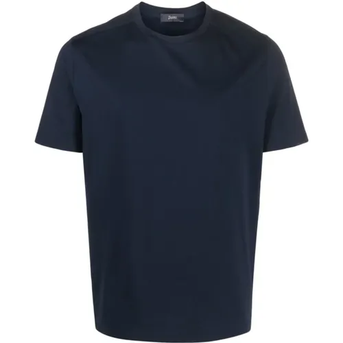 Navy Logo Grey Crewneck T-Shirt , male, Sizes: XL - Herno - Modalova