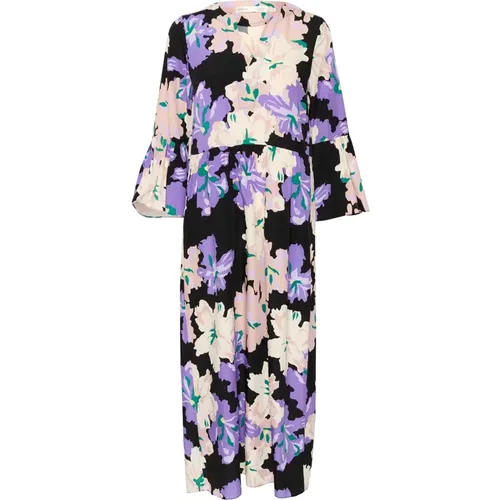 Langes Kleid mit lila Art Flower , Damen, Größe: XL - InWear - Modalova