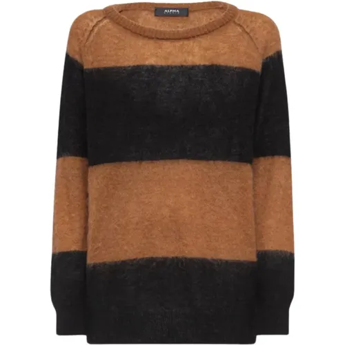 Long Sleeve Mohair-Nylon Womens Sweater , female, Sizes: S - Alpha Studio - Modalova