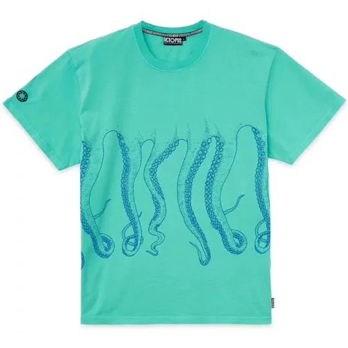 Gefärbtes T -Shirt , Herren, Größe: L - Octopus - Modalova