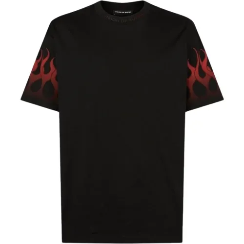 Schwarzes Flammen Oversized T-Shirt,Polo T-Shirt Kombination - Vision OF Super - Modalova