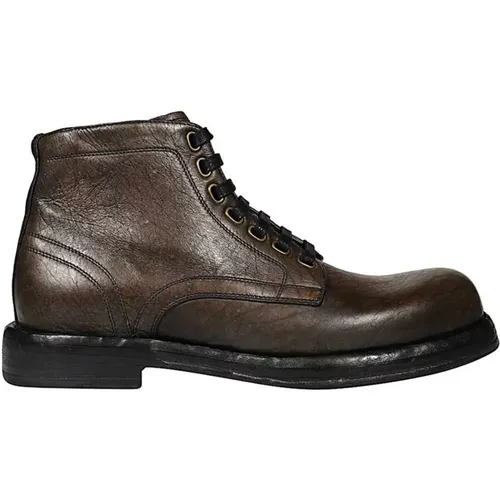 Leather Boots with Rubber Sole , male, Sizes: 9 UK - Dolce & Gabbana - Modalova