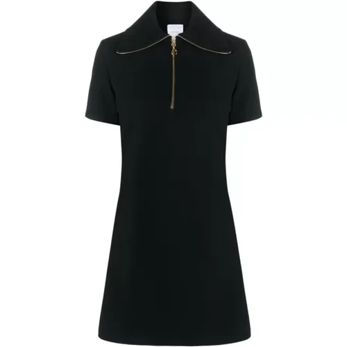 Schwarzes Kleid mit kurzen Ärmeln und Reißverschluss-Detail - Patou - Modalova