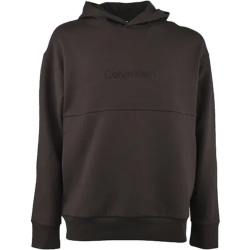 Men Hooded Cotton Sweatshirt with Central Logo , male, Sizes: XL, L - Calvin Klein - Modalova