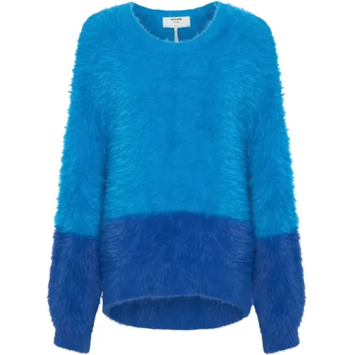 Blauer Flauschiger Pullover Oversized Runder Ausschnitt - One Teaspoon - Modalova