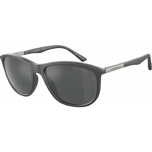Matte Grey Mirrored Sunglasses , male, Sizes: 58 MM - Emporio Armani - Modalova