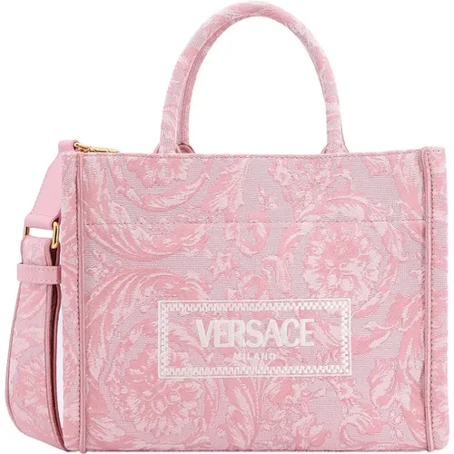 Barocco Canvas Handbag with Vintage Logo , female, Sizes: ONE SIZE - Versace - Modalova