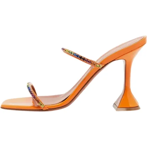 Pre-owned Leather sandals , female, Sizes: 7 UK - Amina Muaddi Pre-owned - Modalova