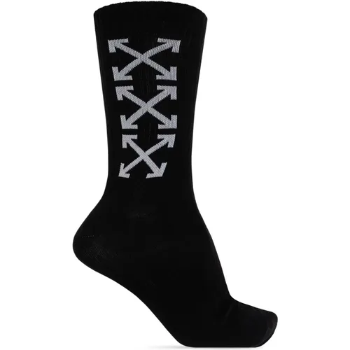 Socks with logo , male, Sizes: M, L - Off White - Modalova