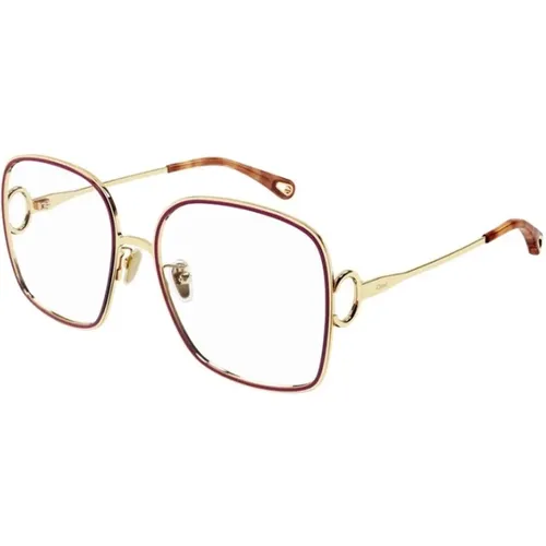 Gold Frame Stylish Glasses , female, Sizes: 56 MM - Chloé - Modalova