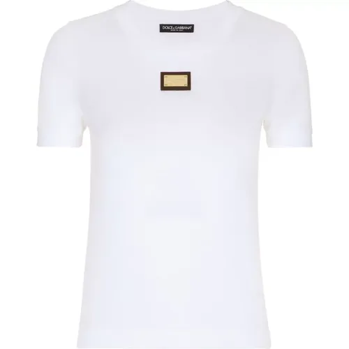 Scoop Neck Tee Shirt , female, Sizes: 2XS, XS - Dolce & Gabbana - Modalova