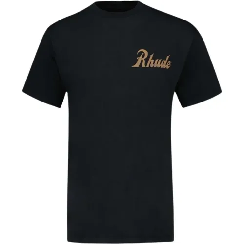 Schwarzes Baumwoll-Verkaufs- und Service-T-Shirt , Herren, Größe: S - Rhude - Modalova