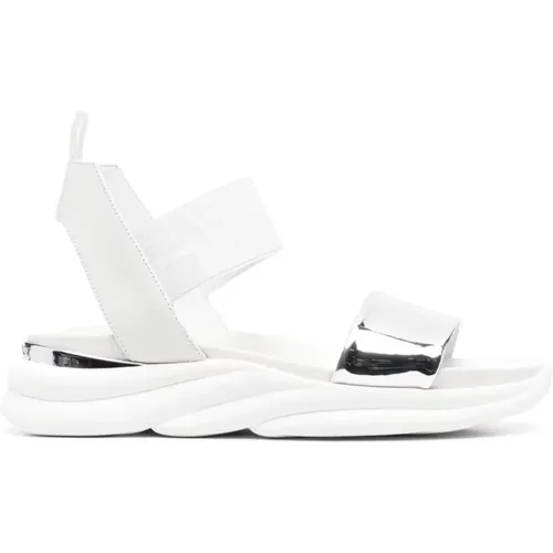 Leder Flache Sandalen , Damen, Größe: 38 1/2 EU - Baldinini - Modalova