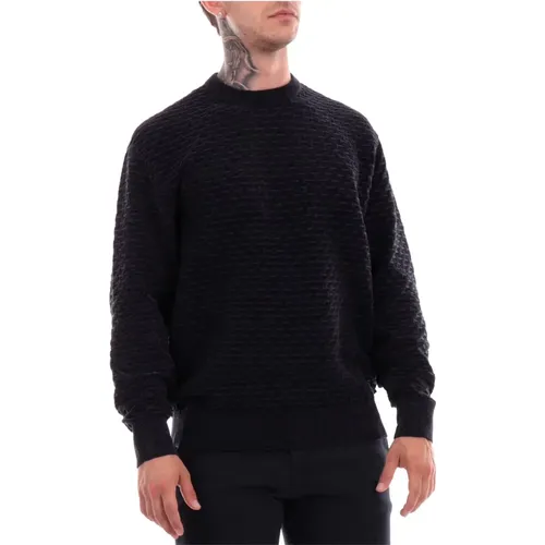 Blauer Strickpullover , Herren, Größe: M - Emporio Armani - Modalova