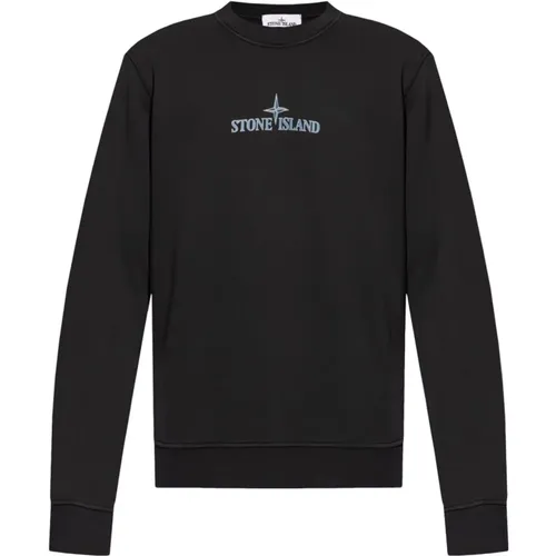 Schwarzer Sweatshirt Aw24 , Herren, Größe: L - Stone Island - Modalova