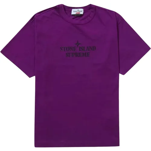 Lila Limited Edition Grafik T-Shirt , Herren, Größe: S - Stone Island - Modalova