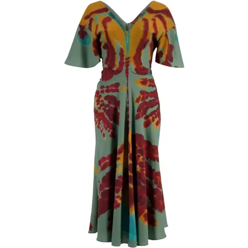 Pelopenese Tie-Dye V-Neck Midi Dress , female, Sizes: S, L - altuzarra - Modalova