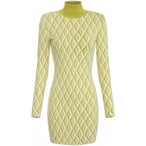 Short Knitted Jacquard Dress, Acid , female, Sizes: S, M - Elisabetta Franchi - Modalova