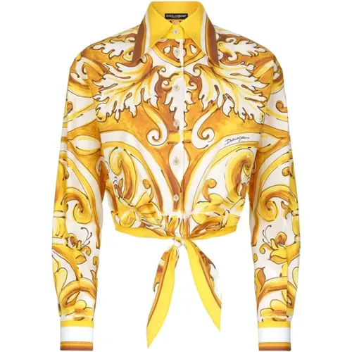 Majolica Print Shirt , female, Sizes: M, S, XS - Dolce & Gabbana - Modalova