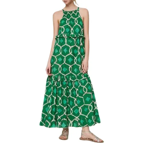Grünes Fliesenkleid mit Rüschen , Damen, Größe: XS - Twinset - Modalova