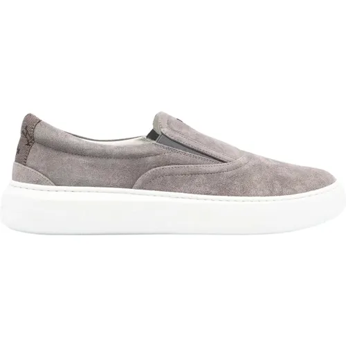 Grey Suede Slip-On Sneakers , male, Sizes: 10 UK, 9 UK, 7 UK, 8 UK, 6 UK - Herno - Modalova