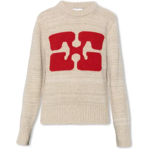 Sweater with logo , female, Sizes: L, S - Ganni - Modalova