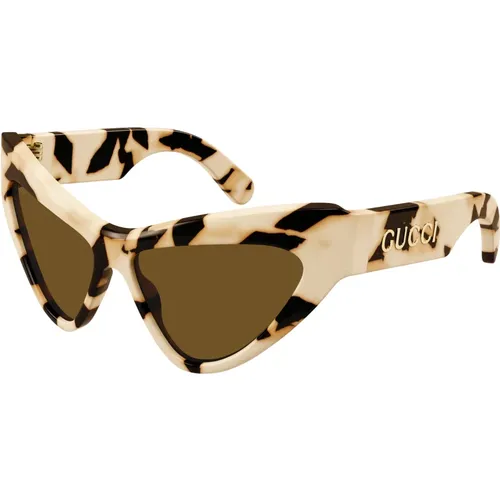 Ivory Havana Sunglasses,/Gold Sunglasses - Gucci - Modalova