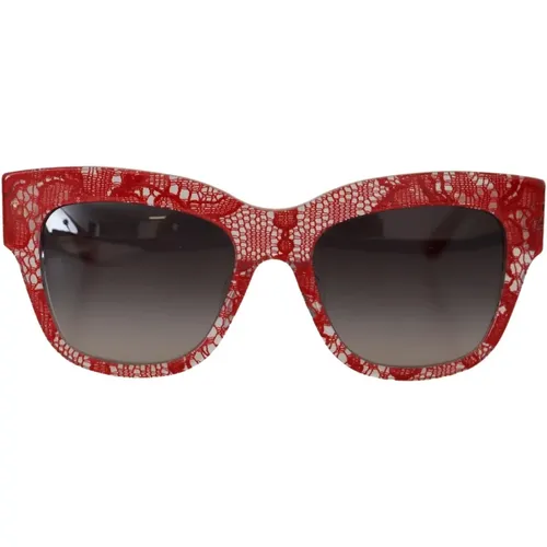 Spitze Acetat Rechteck Sonnenbrille - Dolce & Gabbana - Modalova