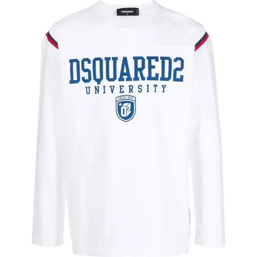 Weißer Varsity Fit Sweatshirt für Männer , Herren, Größe: L - Dsquared2 - Modalova