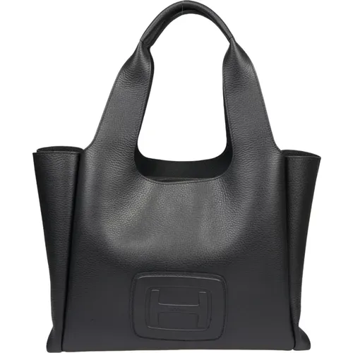 Schwarze Leder Shopper Tasche Hogan - Hogan - Modalova