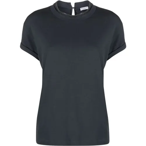 Darkgray T-Shirts Polos for Women , female, Sizes: L, S, M - BRUNELLO CUCINELLI - Modalova