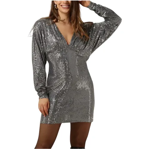 Sequins Deep V-neck Mini Dress , Damen, Größe: S - Colourful Rebel - Modalova