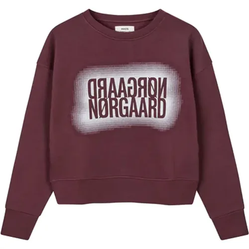 Weicher und stilvoller Sweatshirt mit gerippten Kanten , Damen, Größe: 2XL - Mads Nørgaard - Modalova