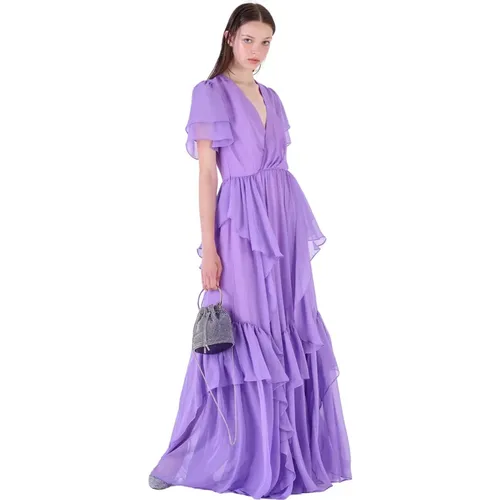 Langes Kleid mit Rüschen , Damen, Größe: L - Silvian Heach - Modalova