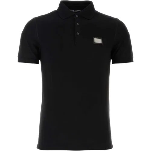 Schwarzes Piquet Polo Shirt,Klassisches Kurzarm-Polo - Dolce & Gabbana - Modalova