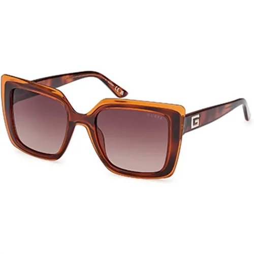 Stilvolle Havana Braune Sonnenbrille , Damen, Größe: 52 MM - Guess - Modalova