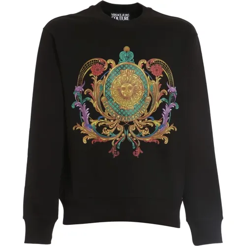 Flower Baroque Print Crew Neck Sweatshirt , male, Sizes: 2XL - Versace Jeans Couture - Modalova