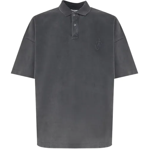 Graues Boxy Fit Polo Shirt,Modische Tops und Polos,Polo Shirts,Klassisches Anchor Polo - JW Anderson - Modalova