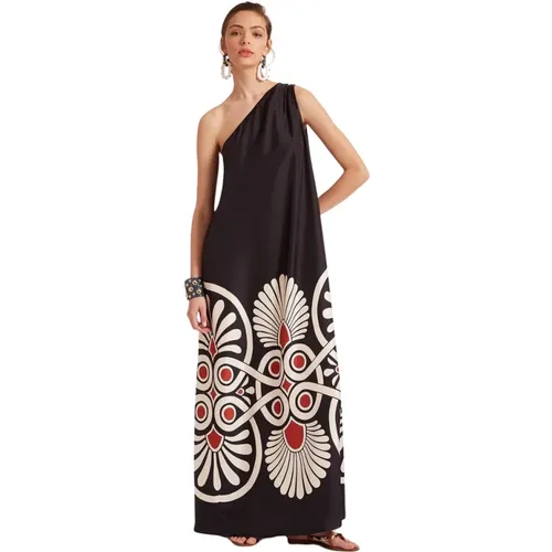 Dresses,Einärmeliges Roy-Kleid mit Seiden-Twill,Strahlendes Regenbogen Maxikleid - La DoubleJ - Modalova